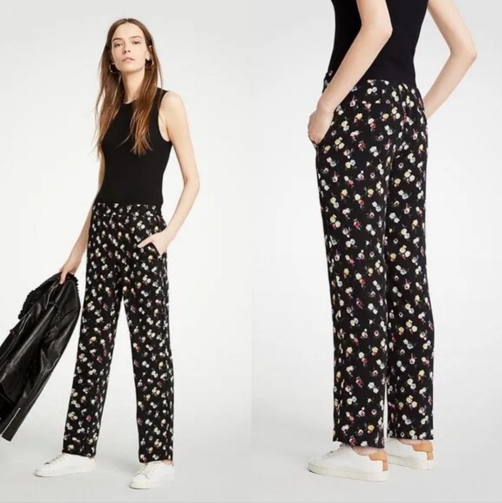 Ann Taylor Floral Wide Leg Pants